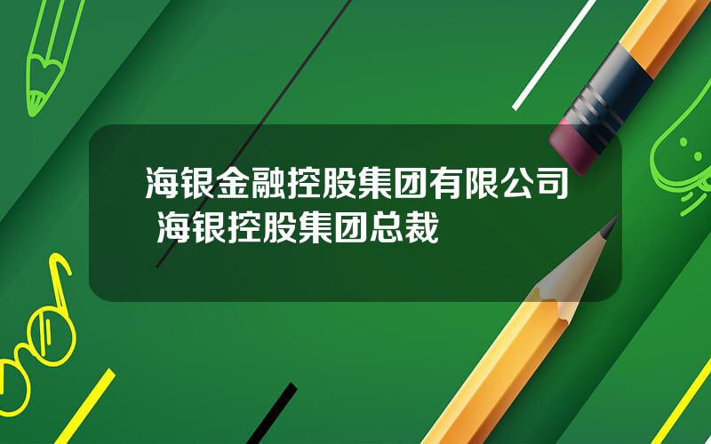 海银金融控股集团有限公司 海银控股集团总裁